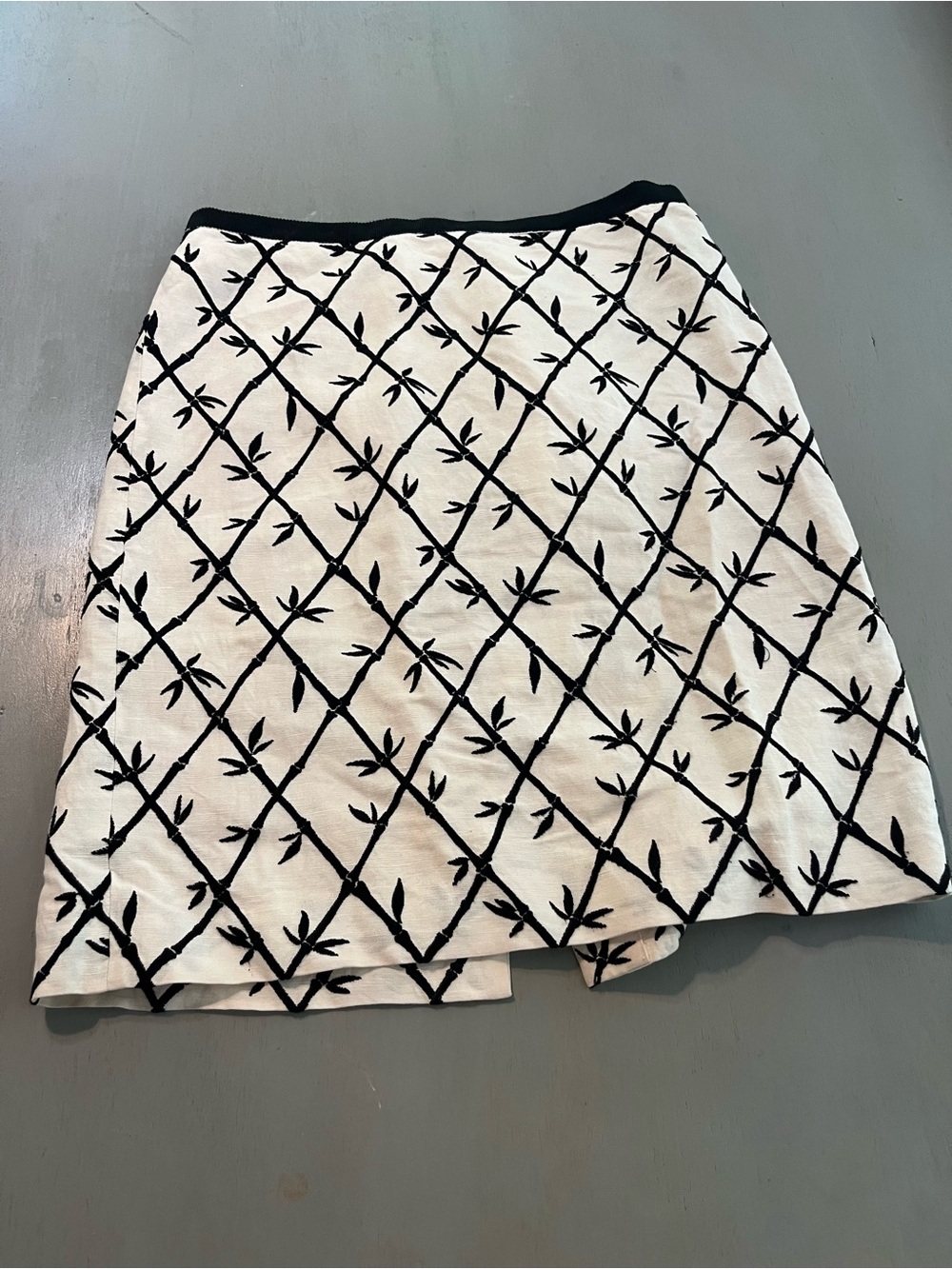 Talbots Petite Linen Blend Bamboo Lattice Embroidered Pencil Skirt Size 6P